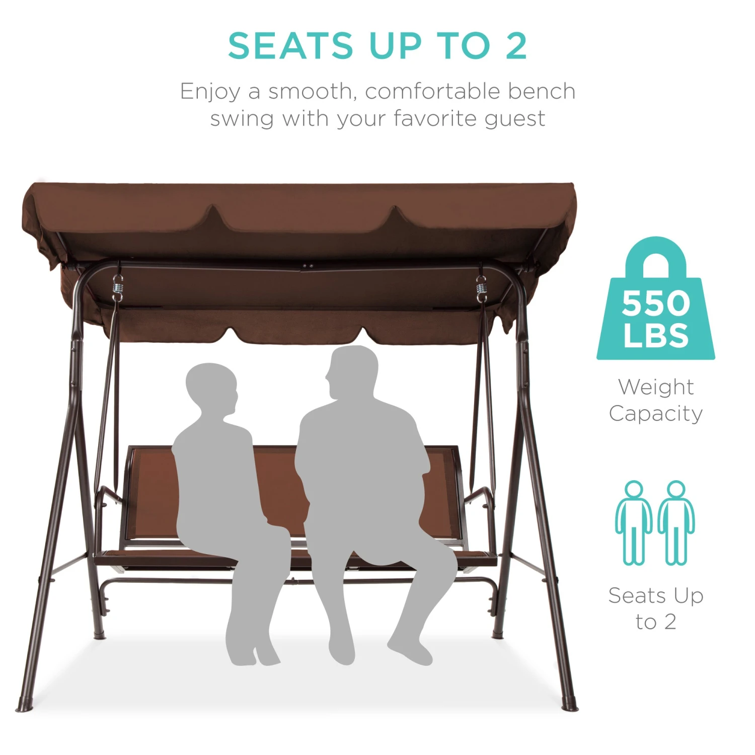 Best Choice Products 2-Seater Outdoor Canopy Swing Glider Bench W/ Textilene Fabric, Steel Frame - Image 16