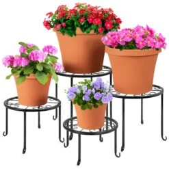 Best Choice Products Set Of 4 Indoor Outdoor Metal Nesting Plant Stands, Flowerpot Holders