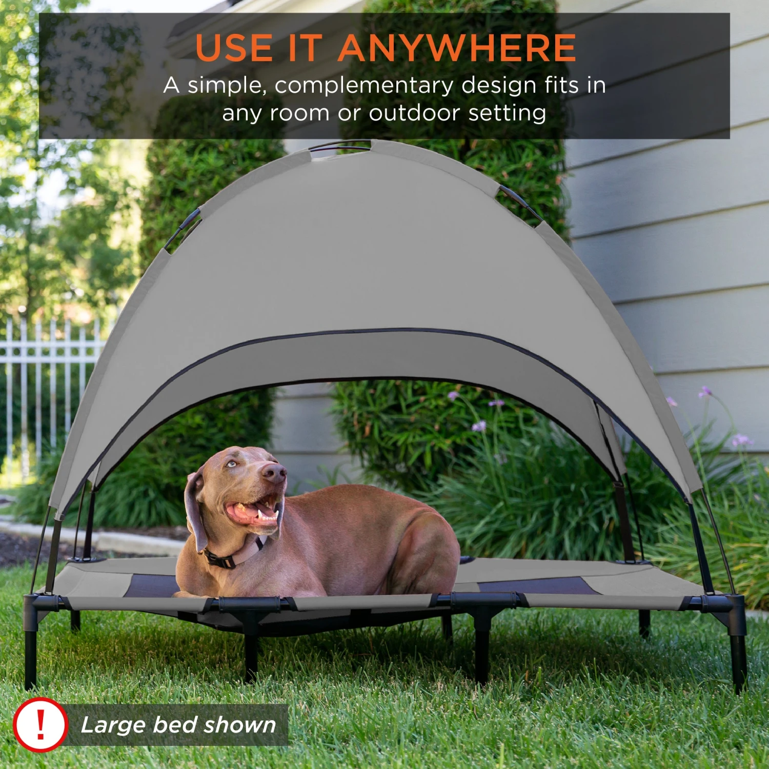 Best Choice Products 36in Outdoor Raised Cooling Pet Dog Bed W/ Canopy, Travel Bag - Image 2