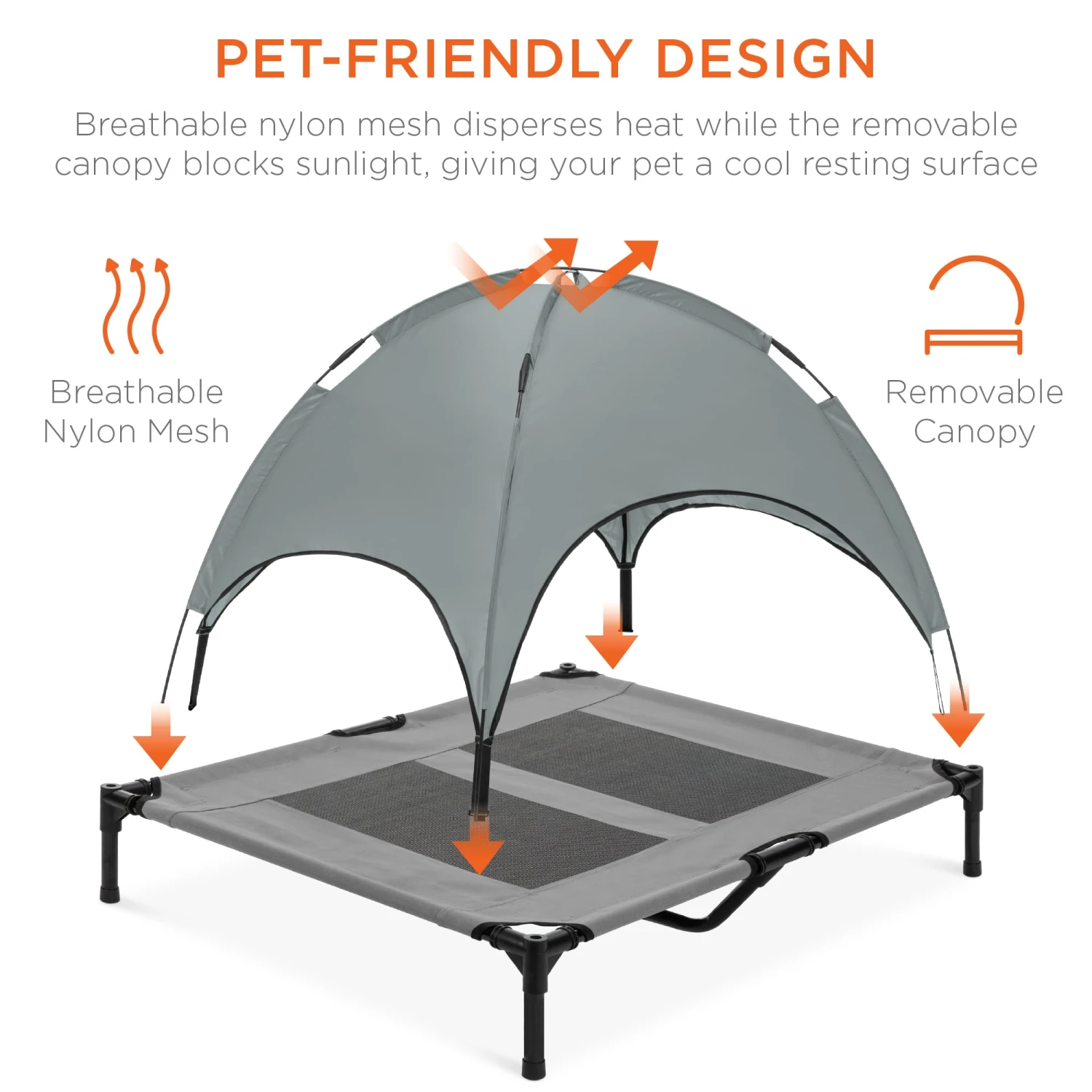 Best Choice Products 36in Outdoor Raised Cooling Pet Dog Bed W/ Canopy, Travel Bag - Image 4