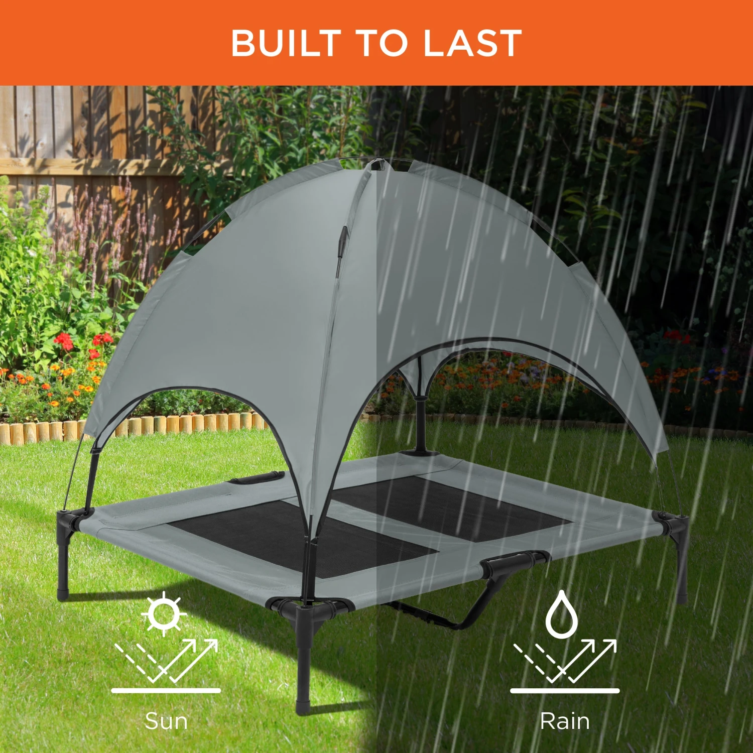 Best Choice Products 36in Outdoor Raised Cooling Pet Dog Bed W/ Canopy, Travel Bag - Image 5