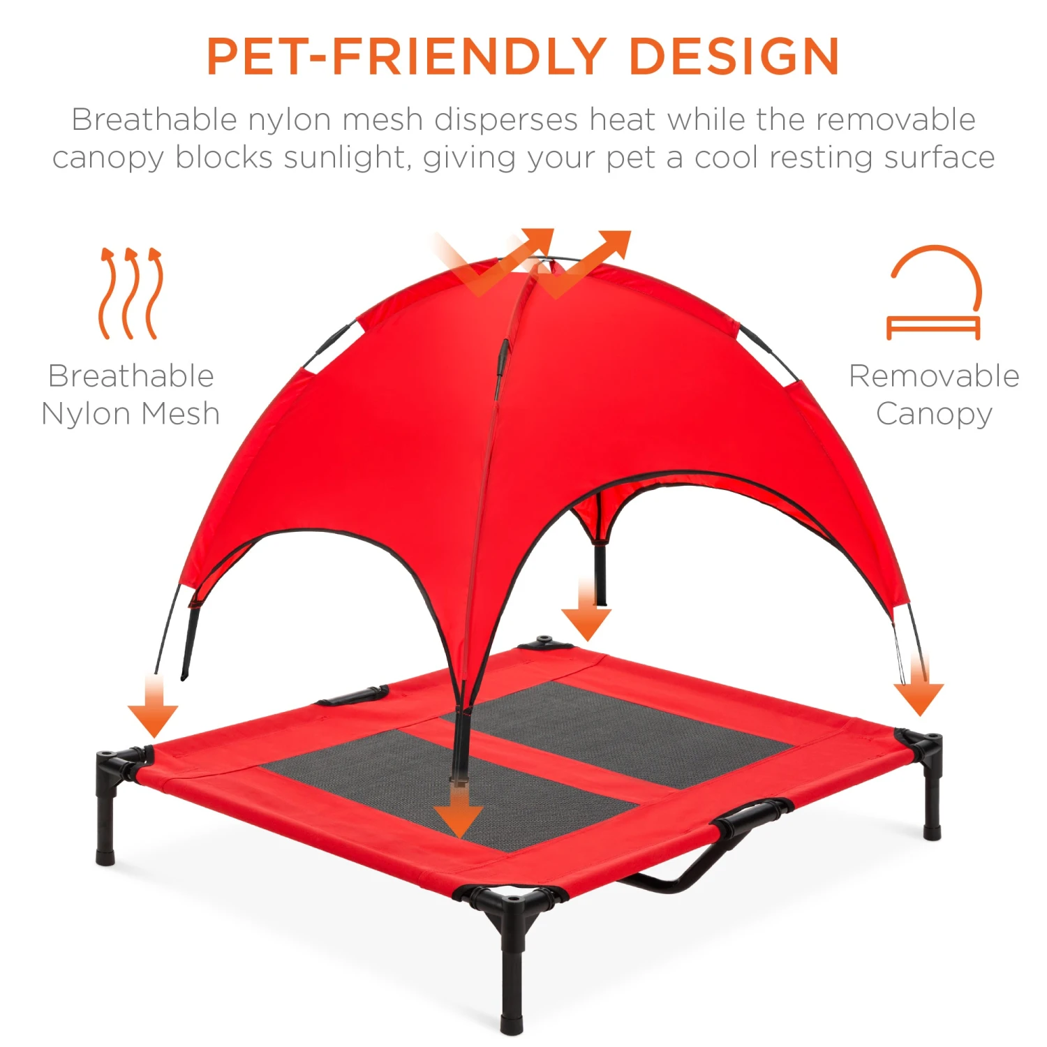 Best Choice Products 36in Outdoor Raised Cooling Pet Dog Bed W/ Canopy, Travel Bag - Image 11