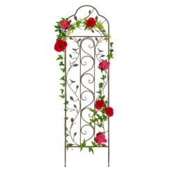 Best Choice Products Iron Arched Garden Trellis Fence Panel W/ Branches, Birds - 60x15in
