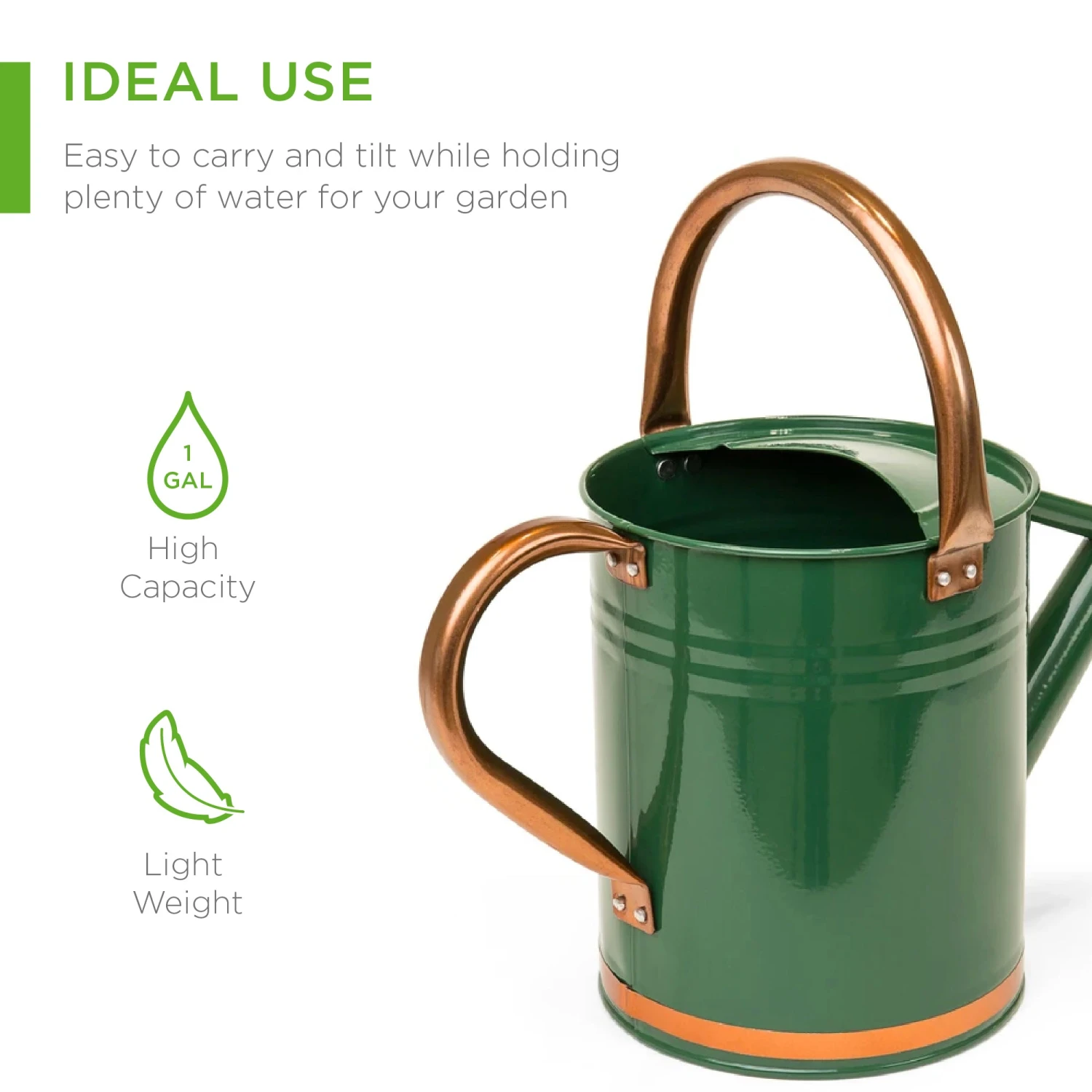 Best Choice Products 1-Gallon Galvanized Steel Watering Can W/ O-Ring, Top Handle - Image 3