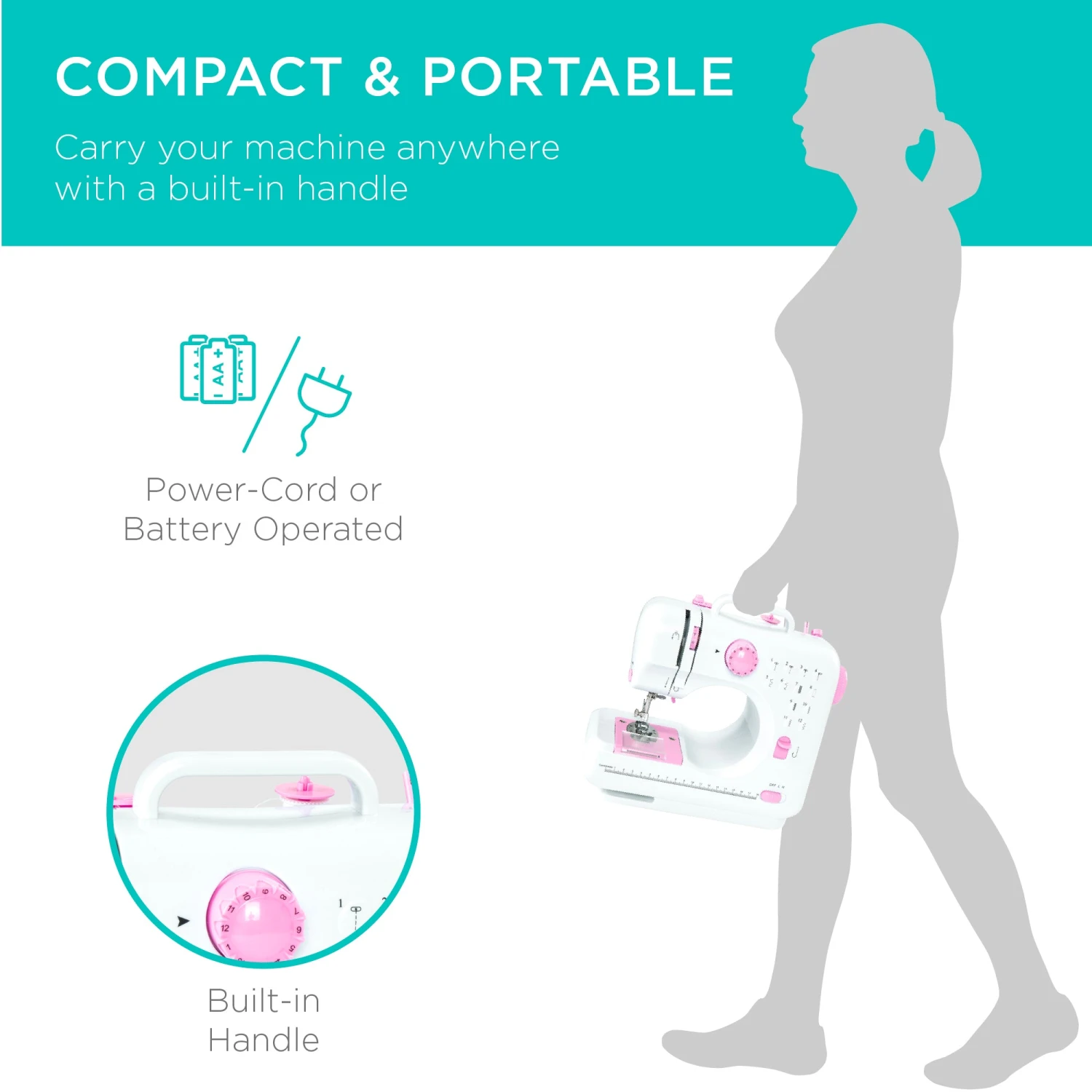 Best Choice Products 6V Portable Foot Pedal Sewing Machine W/ 12 Stitch Patterns - Image 19