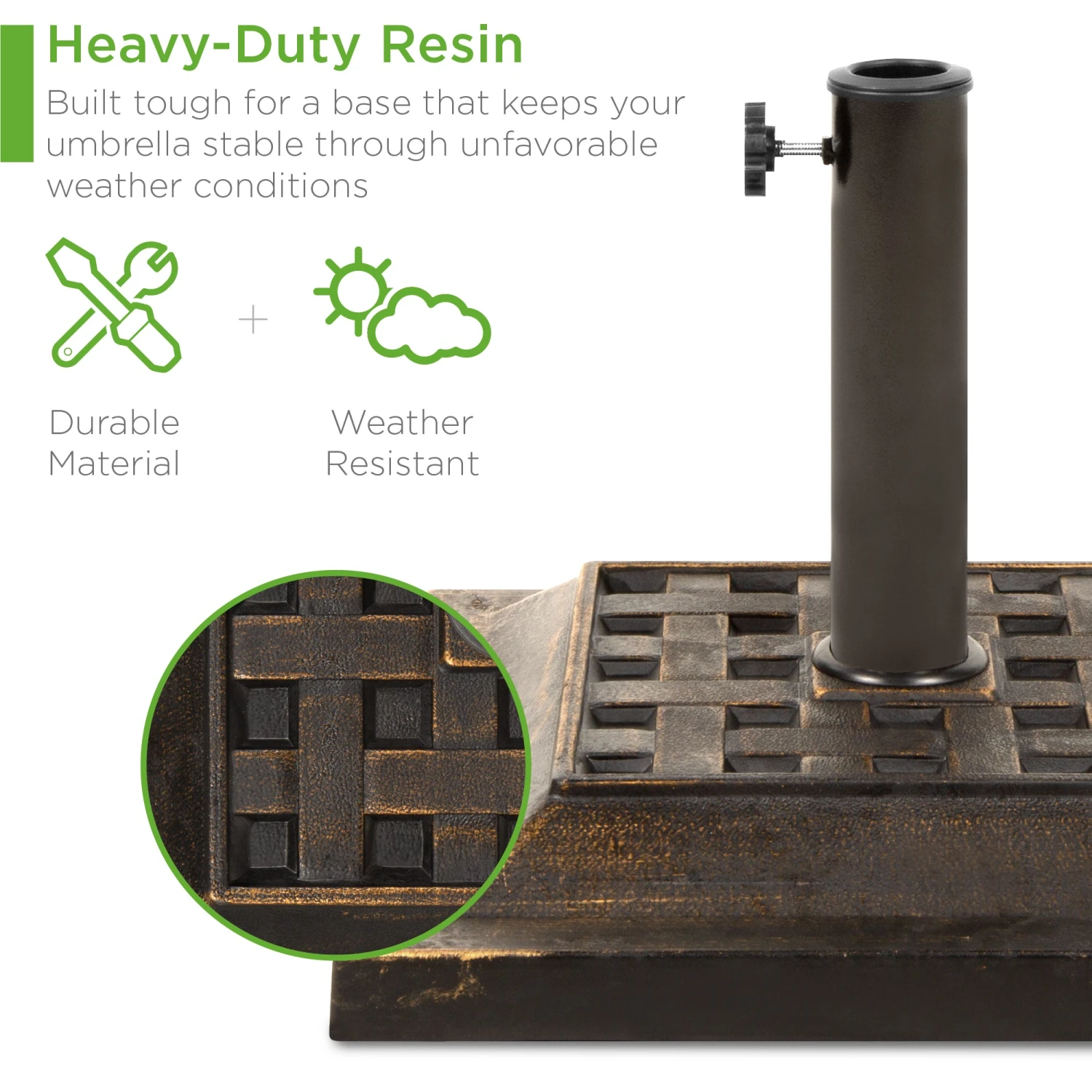 Best Choice Products 26lb Steel Square Patio Umbrella Base Stand, Basketweave Pattern - Image 3