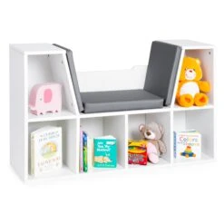 Best Choice Products 6-Cubbie Kids Bookcase Furniture Accent W/ Cushioned Reading Nook