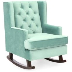 Best Choice Products Tufted Upholstered Wingback Rocking Chair