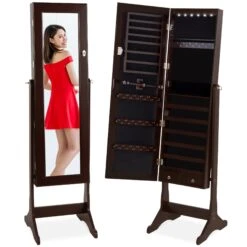 Best Choice Products 6-Tier Standing Jewelry Mirror Armoire W/ LED Lights