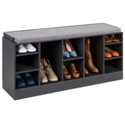 Best Choice Products Shoe Storage Rack Bench W/ Padded Seat, 10 Cubbies - 46in