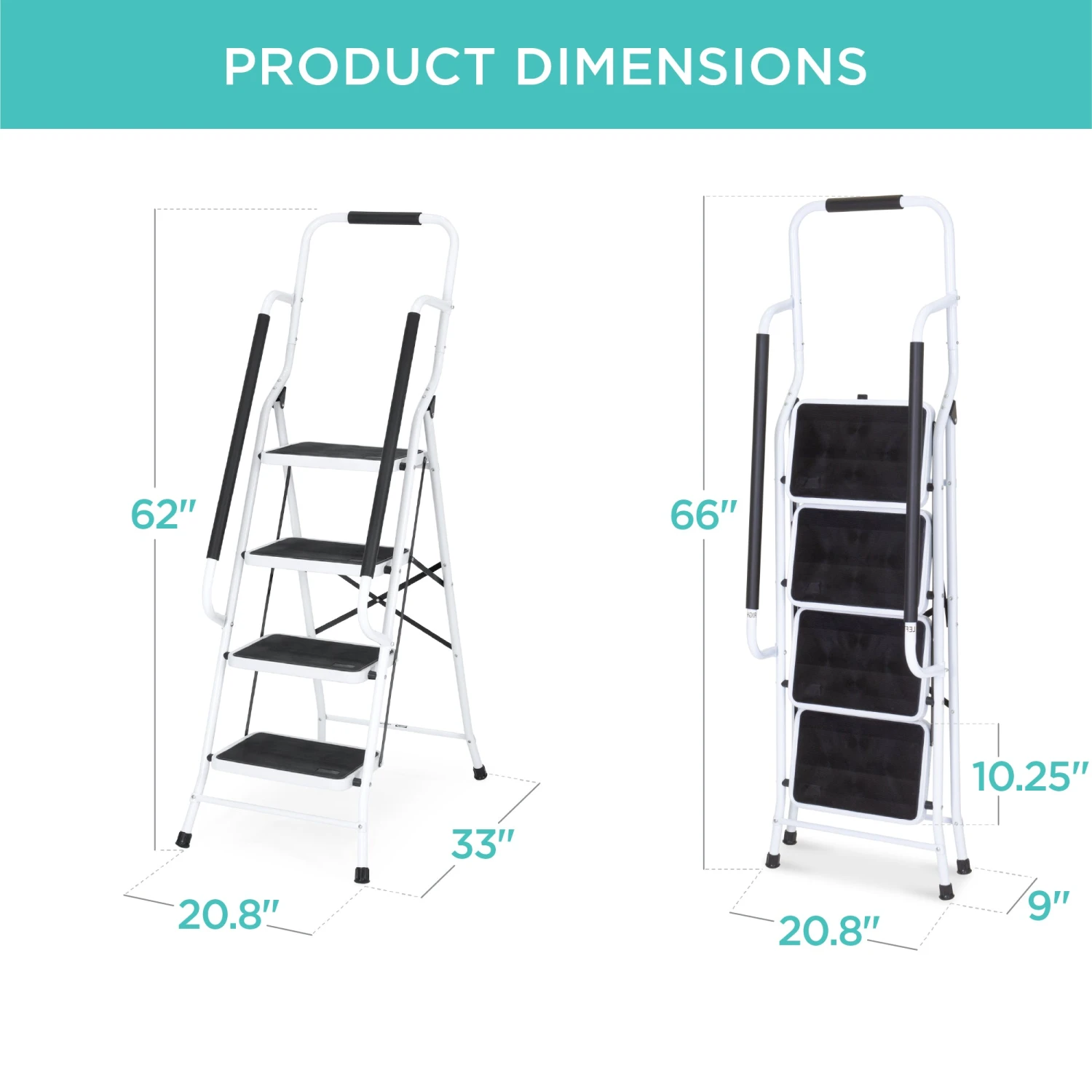 Best Choice Products 4-Step Portable Folding Ladder W/ Handrails, Attachable Tool Bag - Image 6