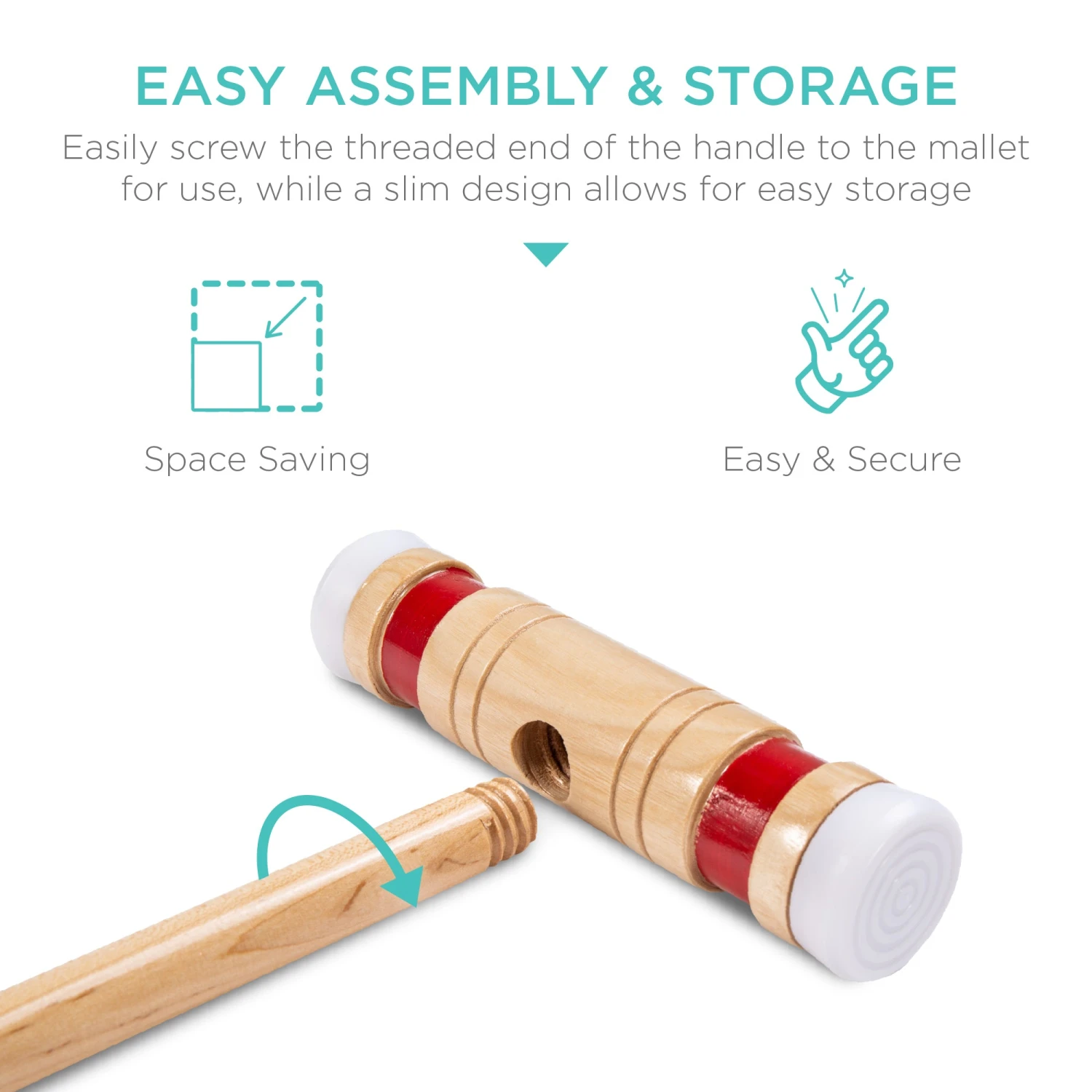 Best Choice Products 6-Player Wood Croquet Set W/ 6 Mallets, 6 Balls, Wickets, Stakes, Bag - 32in - Image 4