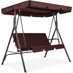 Best Choice Products 2-Person Outdoor Canopy Swing Glider Furniture W/ Cushions, Steel Frame