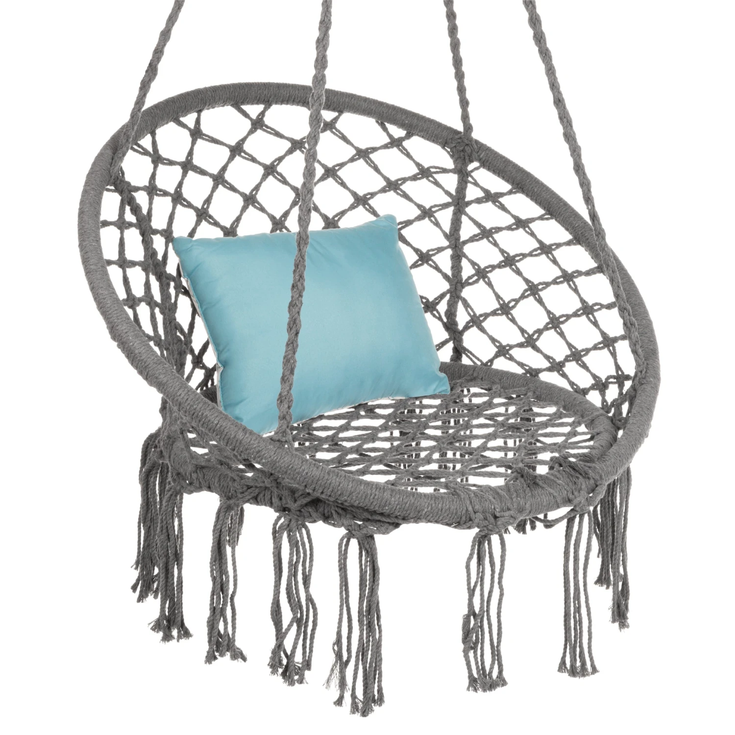 Best Choice Products Cotton Macrame Hammock Hanging Chair Swing, Handwoven W/ Backrest - Image 8
