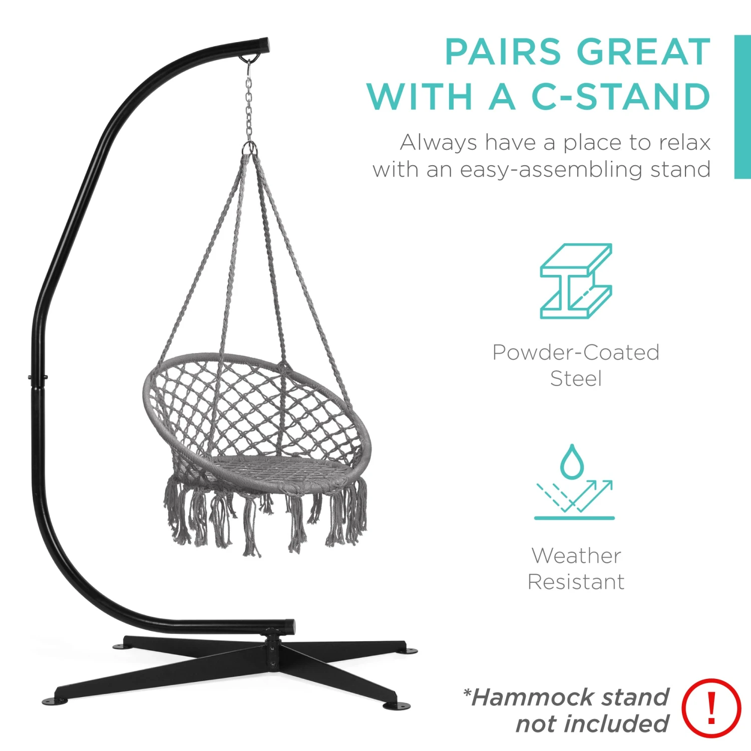 Best Choice Products Cotton Macrame Hammock Hanging Chair Swing, Handwoven W/ Backrest - Image 13