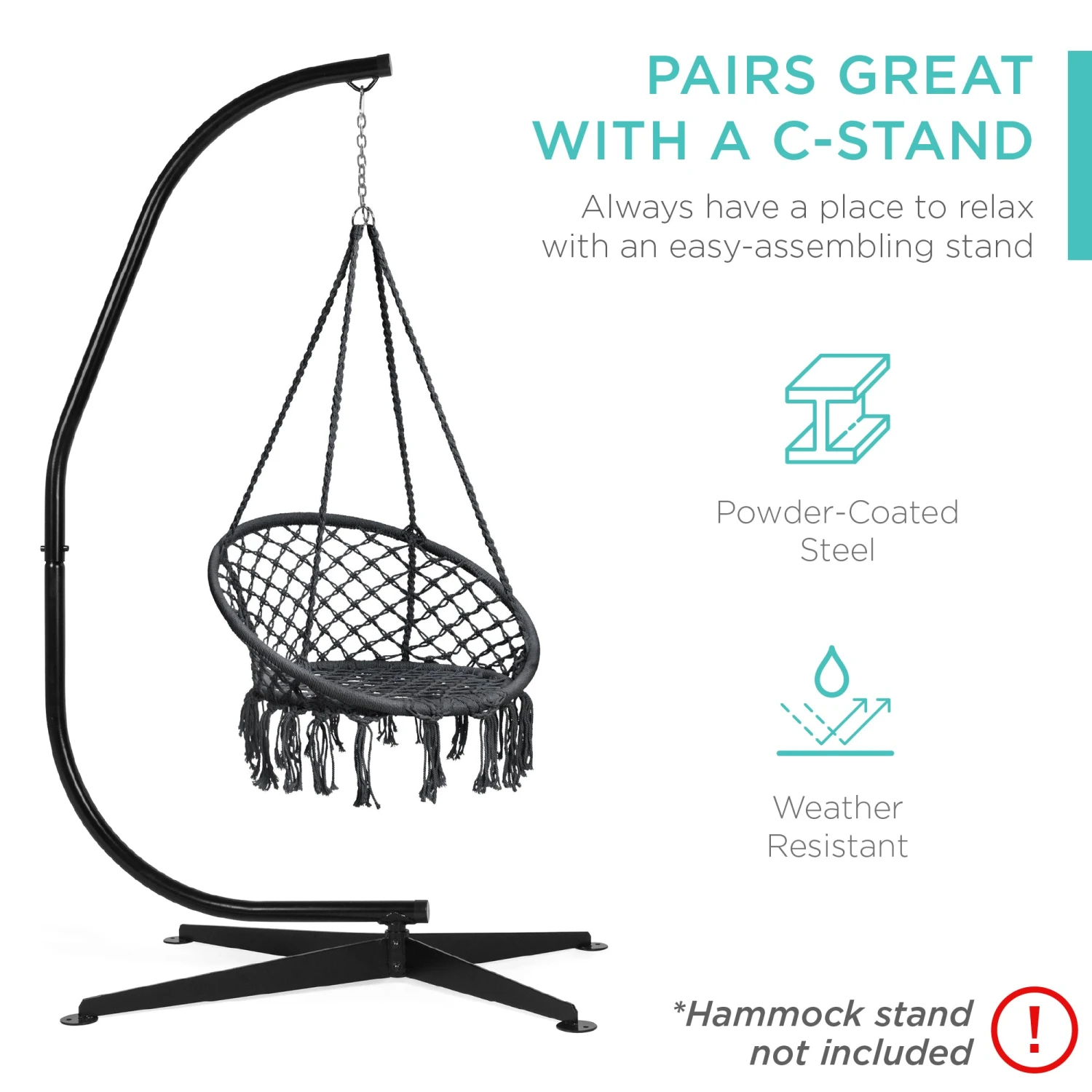Best Choice Products Cotton Macrame Hammock Hanging Chair Swing, Handwoven W/ Backrest - Image 6