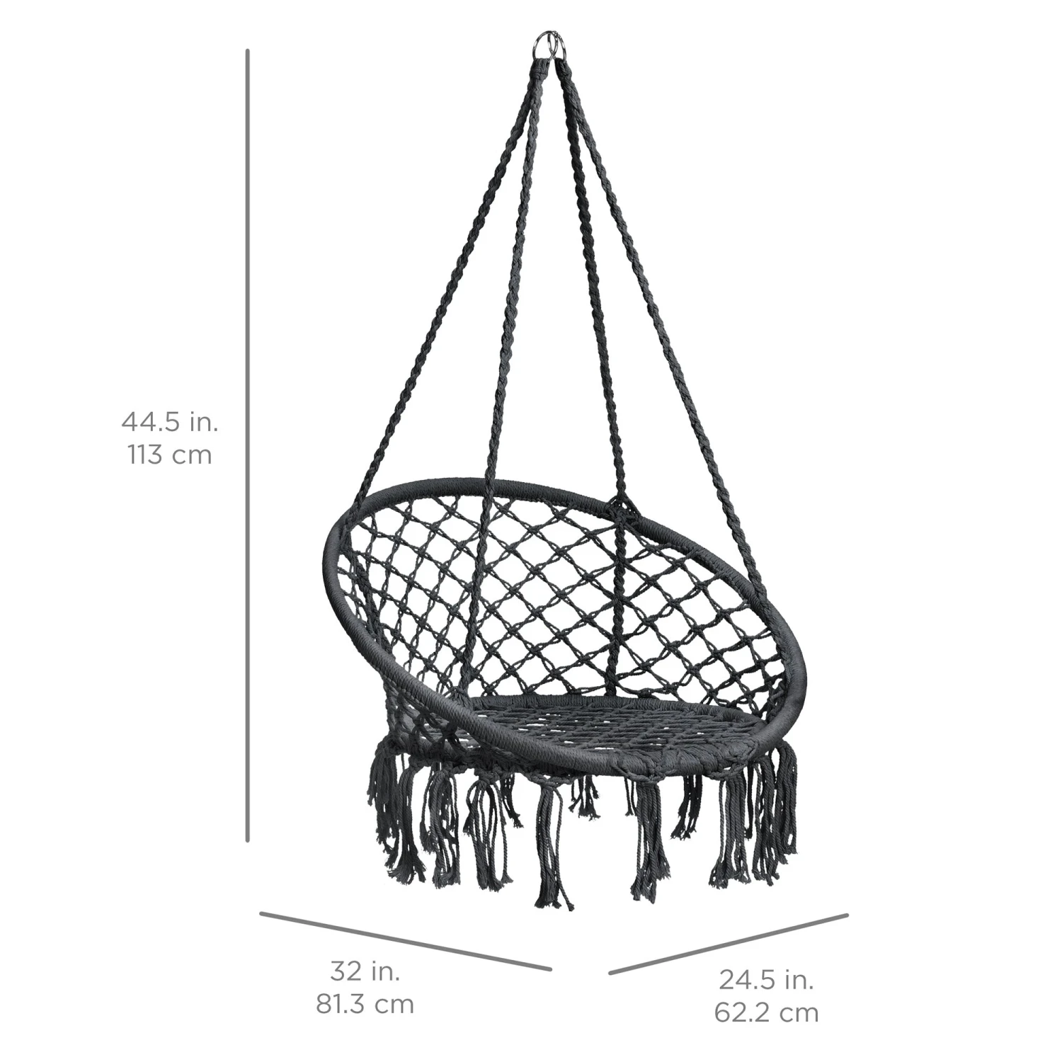 Best Choice Products Cotton Macrame Hammock Hanging Chair Swing, Handwoven W/ Backrest - Image 7