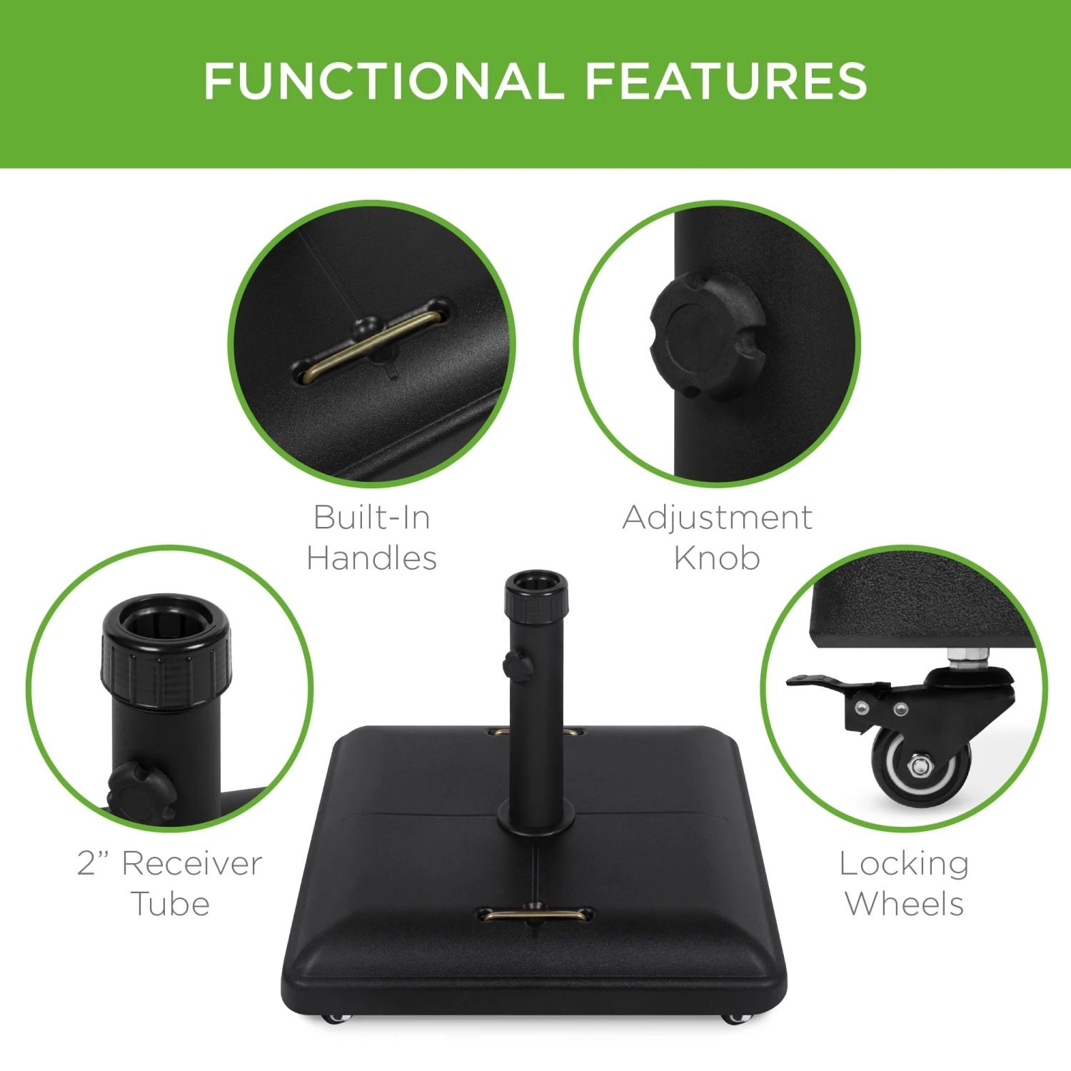 Best Choice Products 81lb. Heavy Duty Concrete Umbrella Base Stand W/ Wheels - Image 5