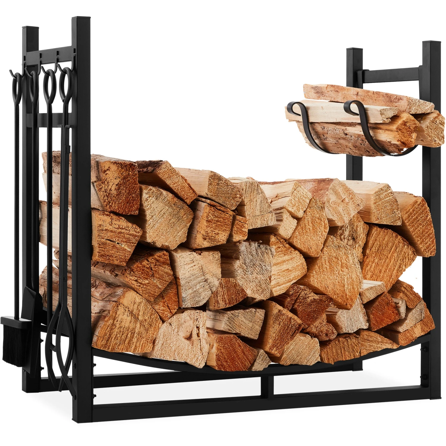 Best Choice Products Steel Firewood Log Storage Rack & Tool Set W/ Kindling Holder - 34.25in