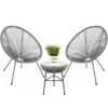 Best Choice Products 3-Piece All-Weather Patio Acapulco Bistro Set W/ Rope, Glass Top Table