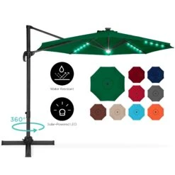Best Choice Products 360-Degree LED Cantilever Offset Patio Umbrella W/ Tilt - 10ft