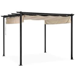 Best Choice Products Outdoor Pergola, Patio Shelter W/ Retractable Canopy, Steel Frame - 10x10ft