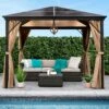 Best Choice Products Outdoor Hardtop Gazebo W/ Aluminum Frame, Side Curtains, Netting - 10x10ft