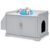 Best Choice Products Large Wooden Cat Litter Box Enclosure & Storage Cabinet W/ Magazine Rack