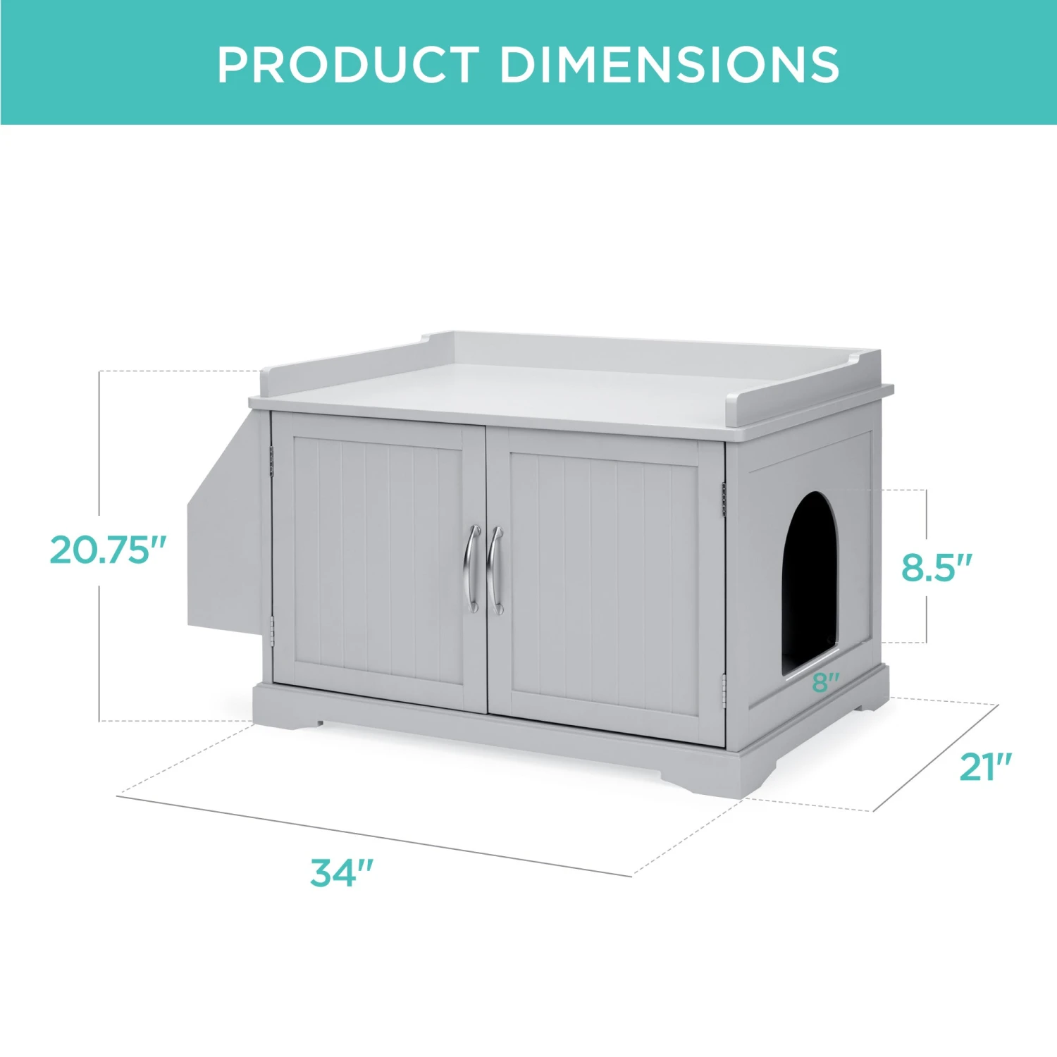 Best Choice Products Large Wooden Cat Litter Box Enclosure & Storage Cabinet W/ Magazine Rack - Image 7