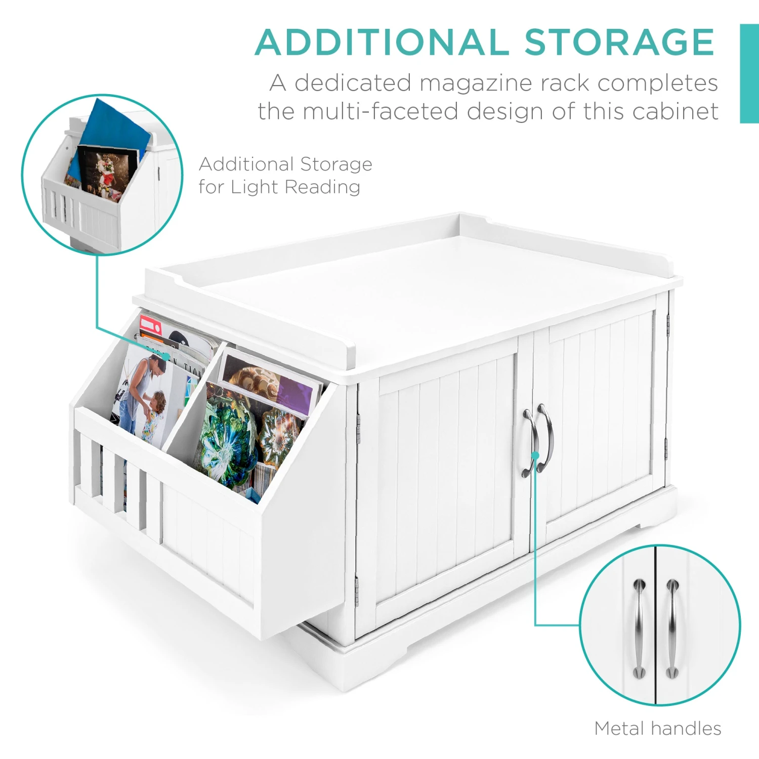 Best Choice Products Large Wooden Cat Litter Box Enclosure & Storage Cabinet W/ Magazine Rack - Image 11