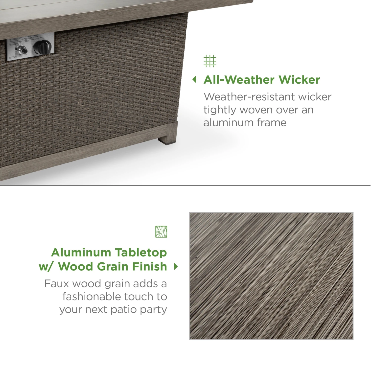 Best Choice Products 52in 50,000 BTU Wicker Propane Fire Pit Table W/ Aluminum Top, Cover - Image 3