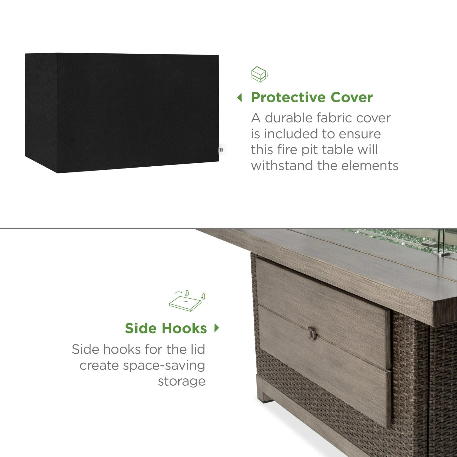 Best Choice Products 52in 50,000 BTU Wicker Propane Fire Pit Table W/ Aluminum Top, Cover - Image 4