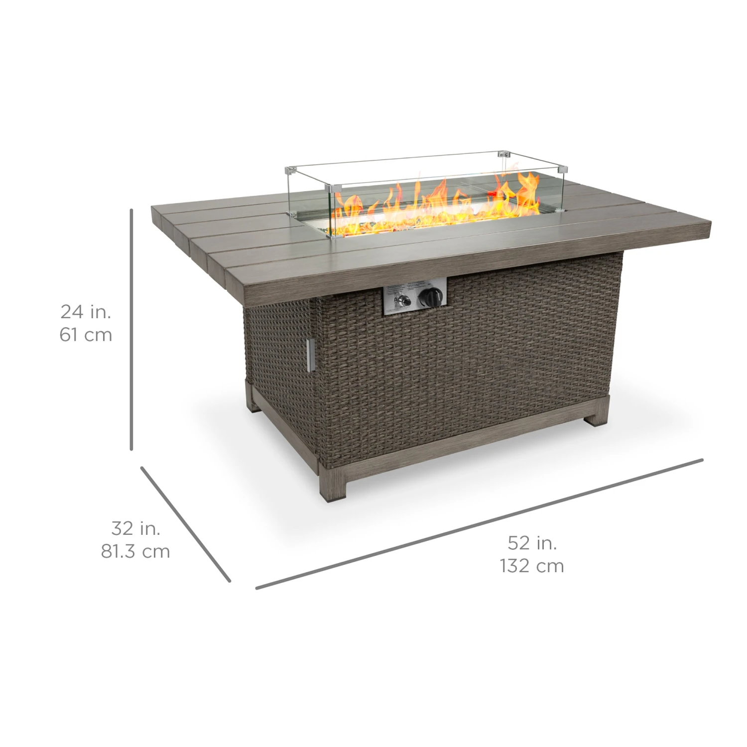 Best Choice Products 52in 50,000 BTU Wicker Propane Fire Pit Table W/ Aluminum Top, Cover - Image 6