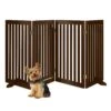 Best Choice Products 31.5in 4-Panel Freestanding Wooden Pet Gate W/ Door, Support Feet