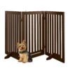 Best Choice Products 31.5in 3-Panel Freestanding Wooden Pet Gate W/ Door, Support Feet