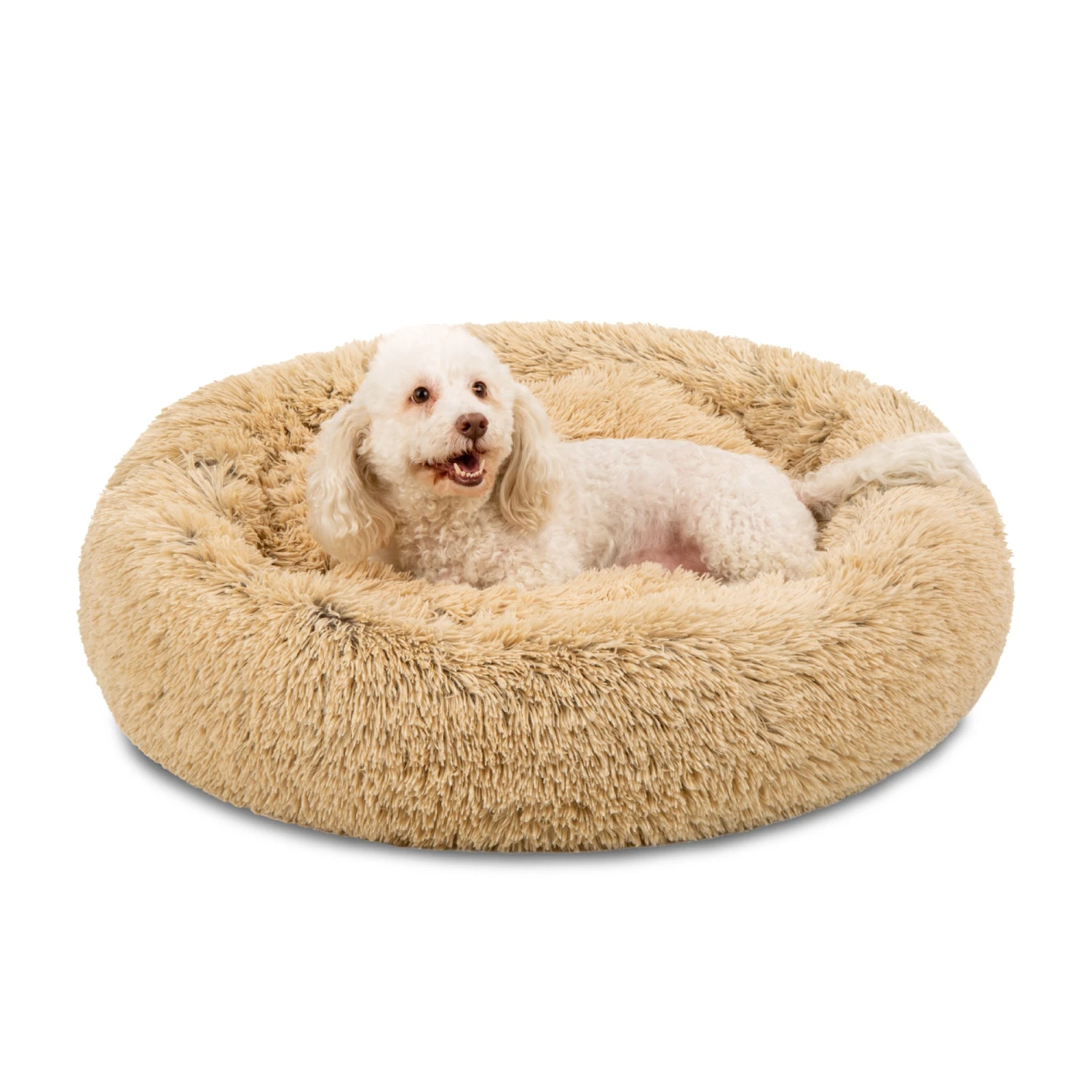 Best Choice Products Self-Warming Shag Fur Calming Pet Bed W/ Water-Resistant Lining - Brown - Image 8