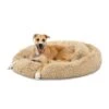Best Choice Products Self-Warming Shag Fur Calming Pet Bed W/ Water-Resistant Lining - Brown