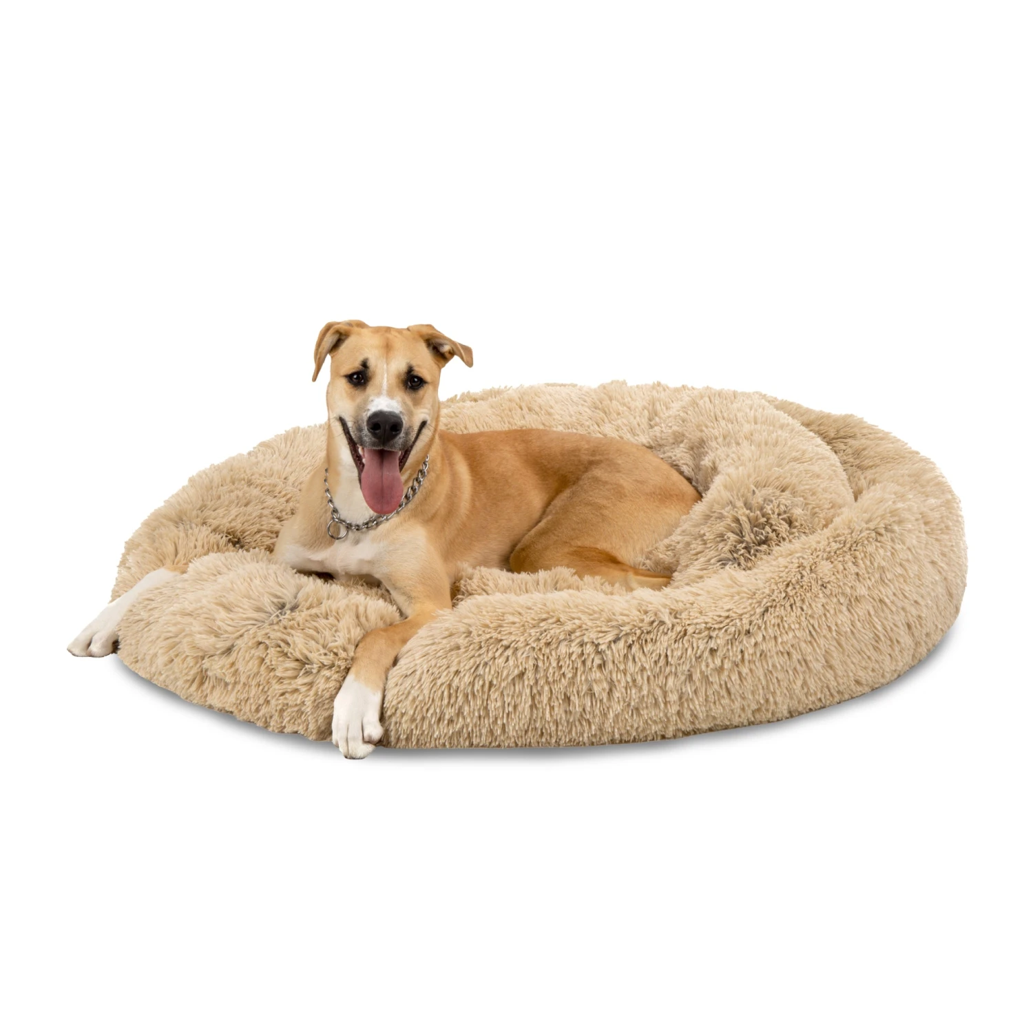 Best Choice Products Self-Warming Shag Fur Calming Pet Bed W/ Water-Resistant Lining - Brown