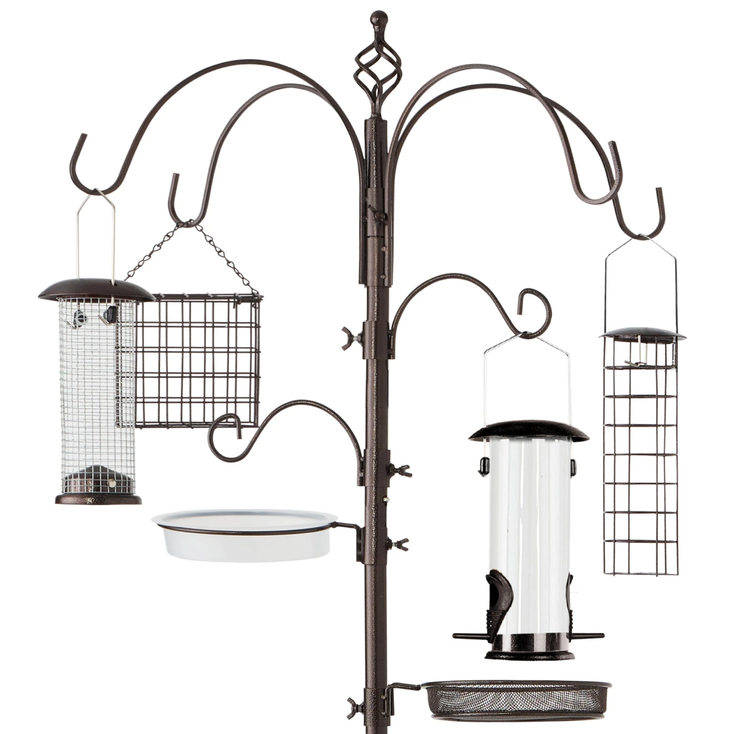 Best Choice Products Bird Feeding Station, 6-Hook Steel Multi-Feeder Stand W/ 4 Feeders - 89in - Image 8