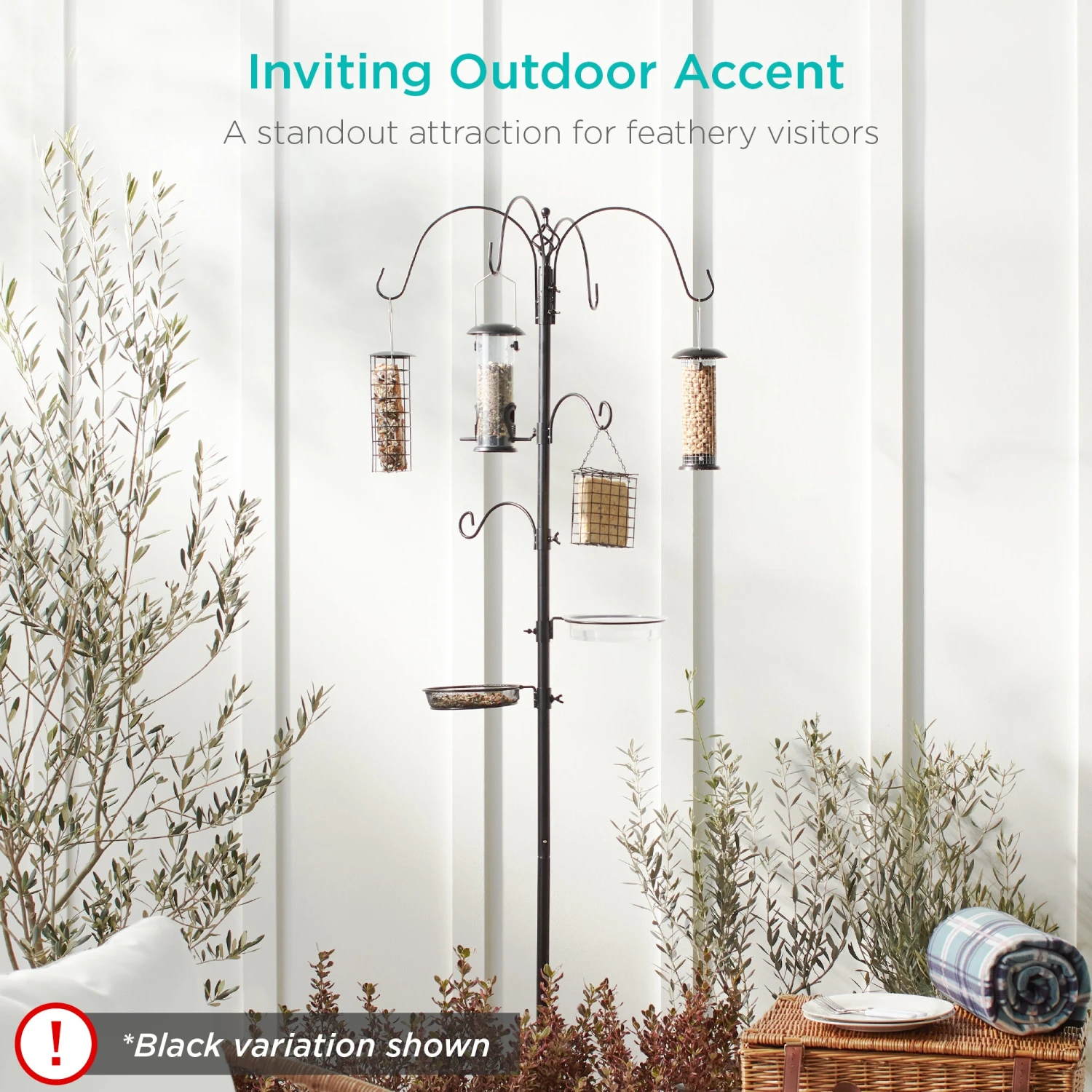 Best Choice Products Bird Feeding Station, 6-Hook Steel Multi-Feeder Stand W/ 4 Feeders - 89in - Image 13