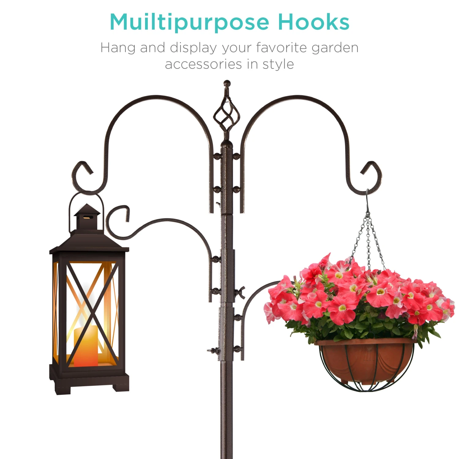 Best Choice Products 4-Hook Bird Feeding Station, Steel Feeder Stand W/ 2 Bird Feeders - 91in - Image 10