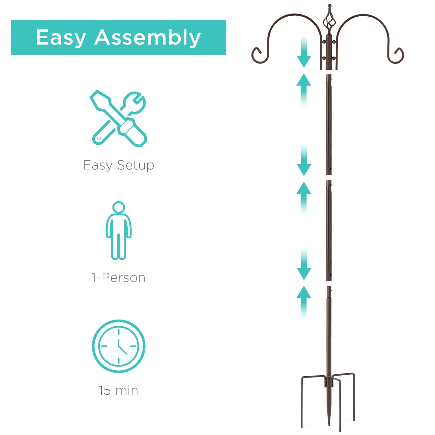 Best Choice Products 4-Hook Bird Feeding Station, Steel Feeder Stand W/ 2 Bird Feeders - 91in - Image 11