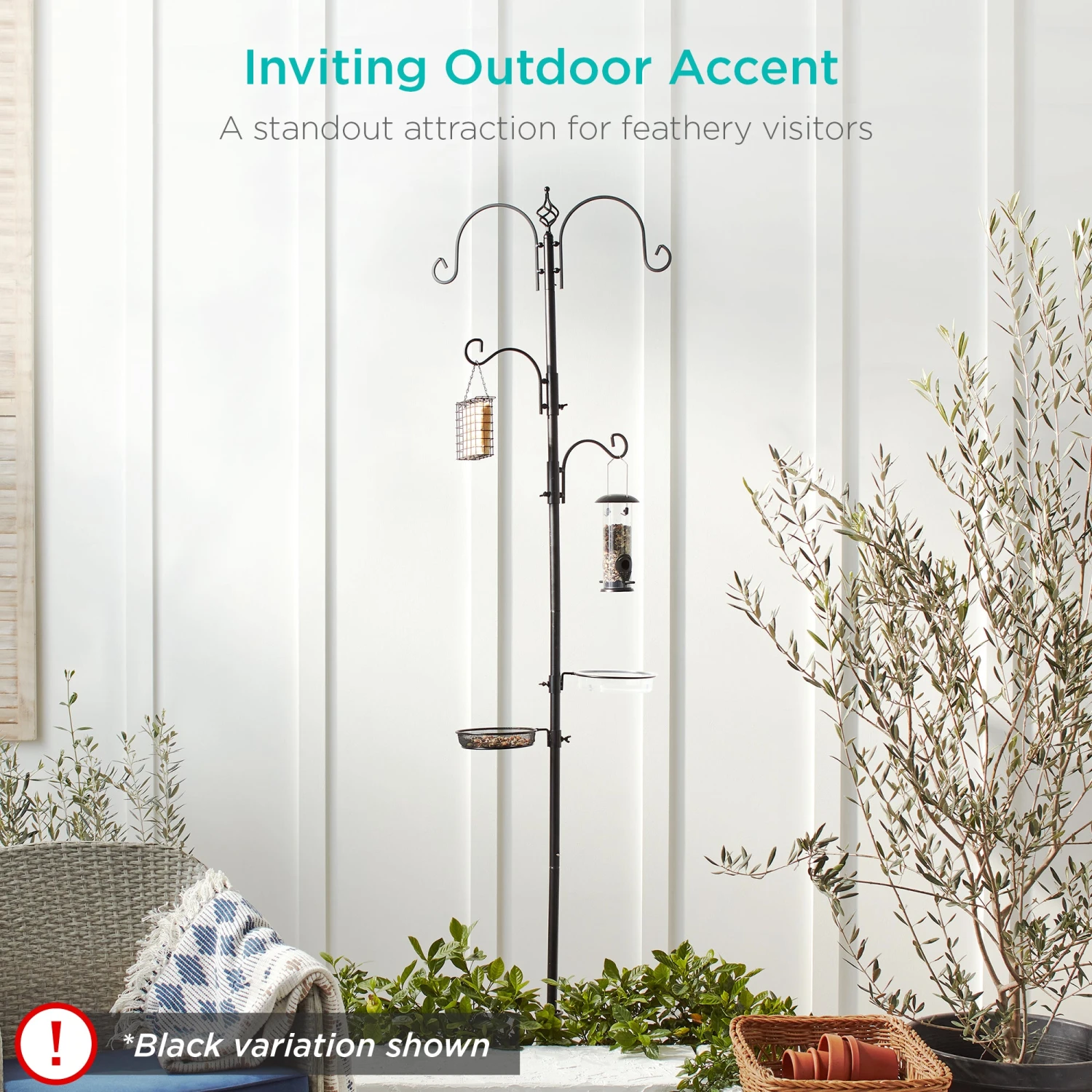 Best Choice Products 4-Hook Bird Feeding Station, Steel Feeder Stand W/ 2 Bird Feeders - 91in - Image 13