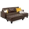 Best Choice Products L-Shape Customizable Faux Leather Sofa Set W/ Ottoman Bench