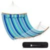 Best Choice Products 2-Person Quilted Portable Hammock W/ Curved Bamboo Spreader Bar, Carry Bag
