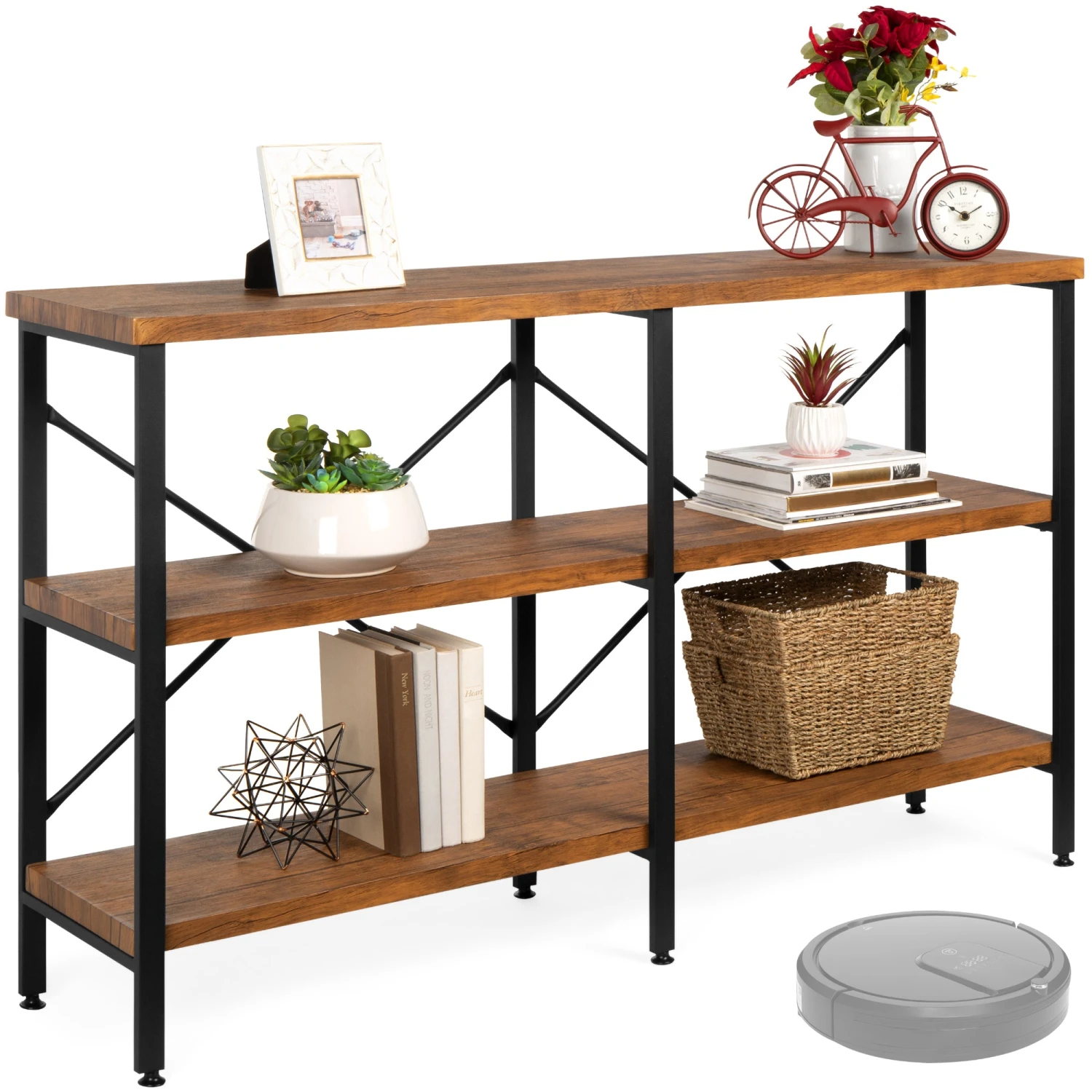 Best Choice Products 3-Tier Industrial Hallway Console Table For Living Room, Entry Way - 55in - Image 15