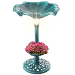 Best Choice Products Solar Lighted Bird Bath W/ Planter