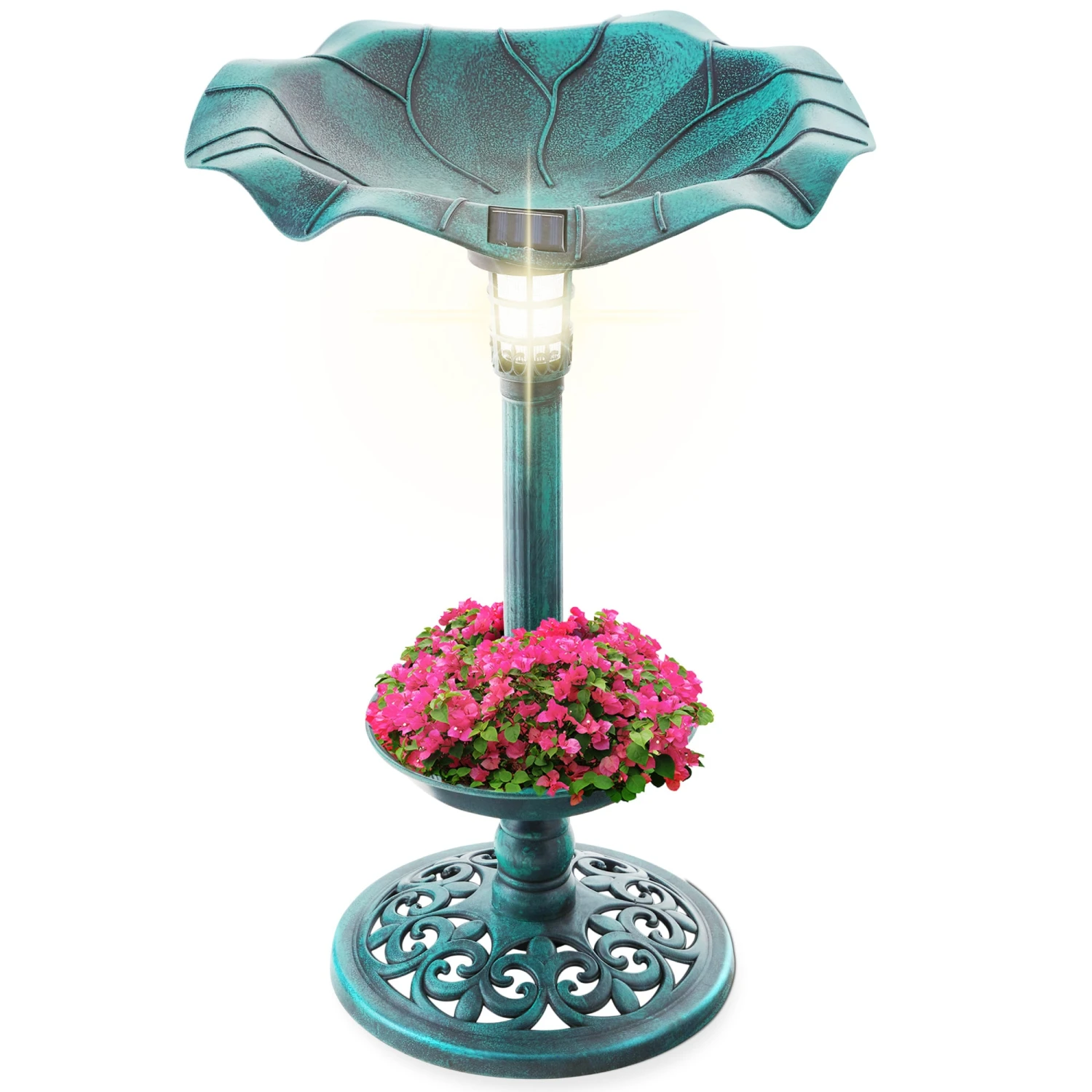 Best Choice Products Solar Lighted Bird Bath W/ Planter