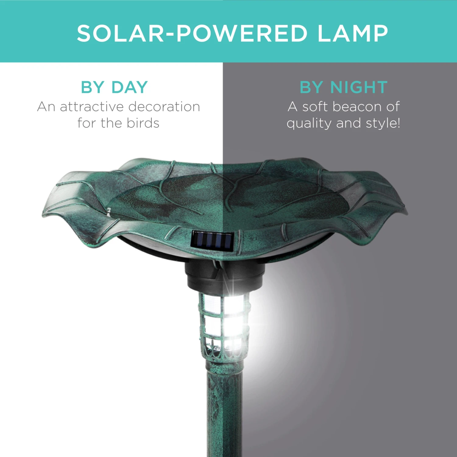 Best Choice Products Solar Lighted Bird Bath W/ Planter - Image 2