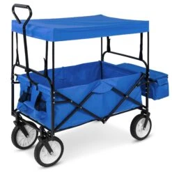 Best Choice Products Utility Wagon Cart W/ Folding Design, 2 Cup Holders, Removable Canopy